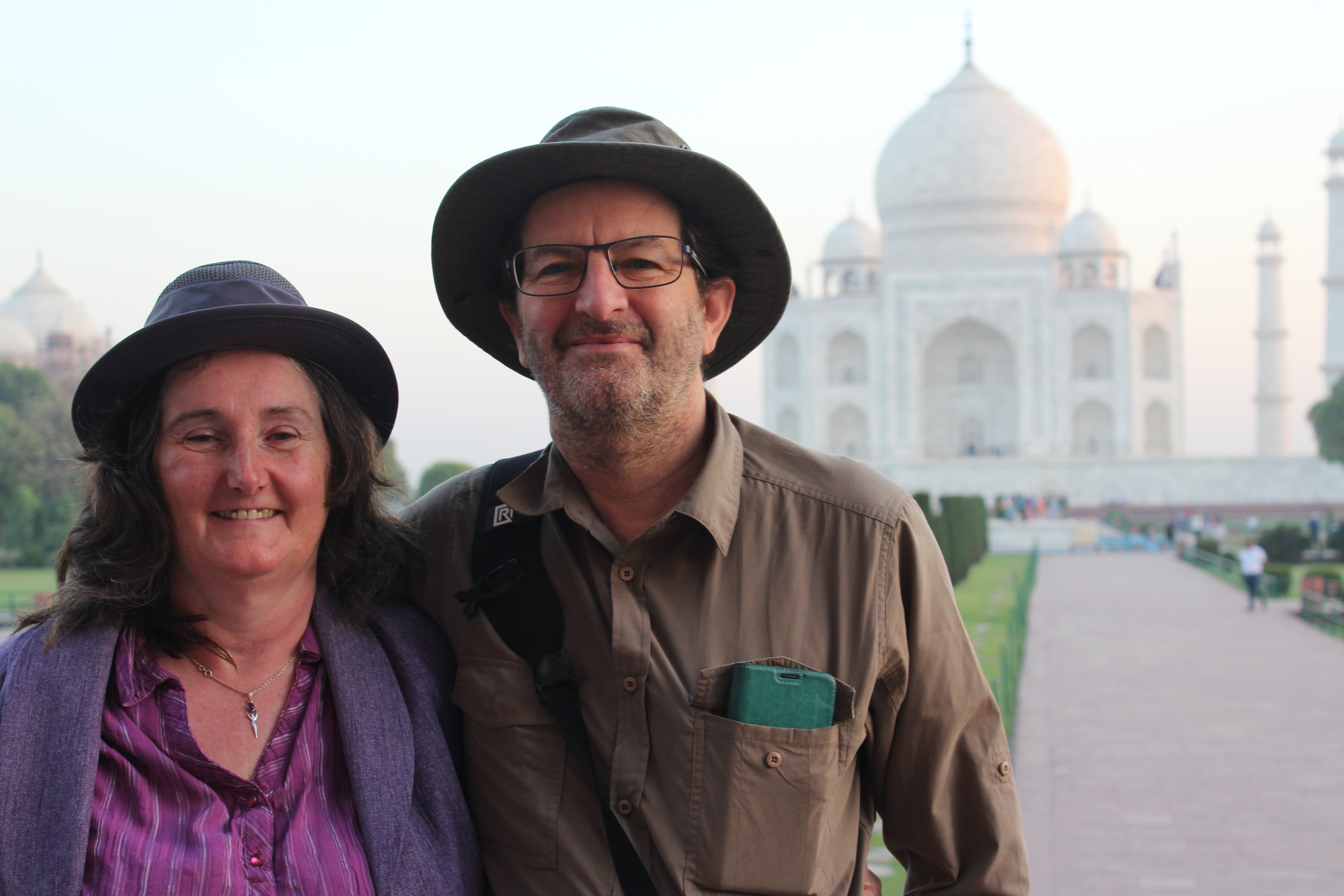 In front of the Taj Mahal